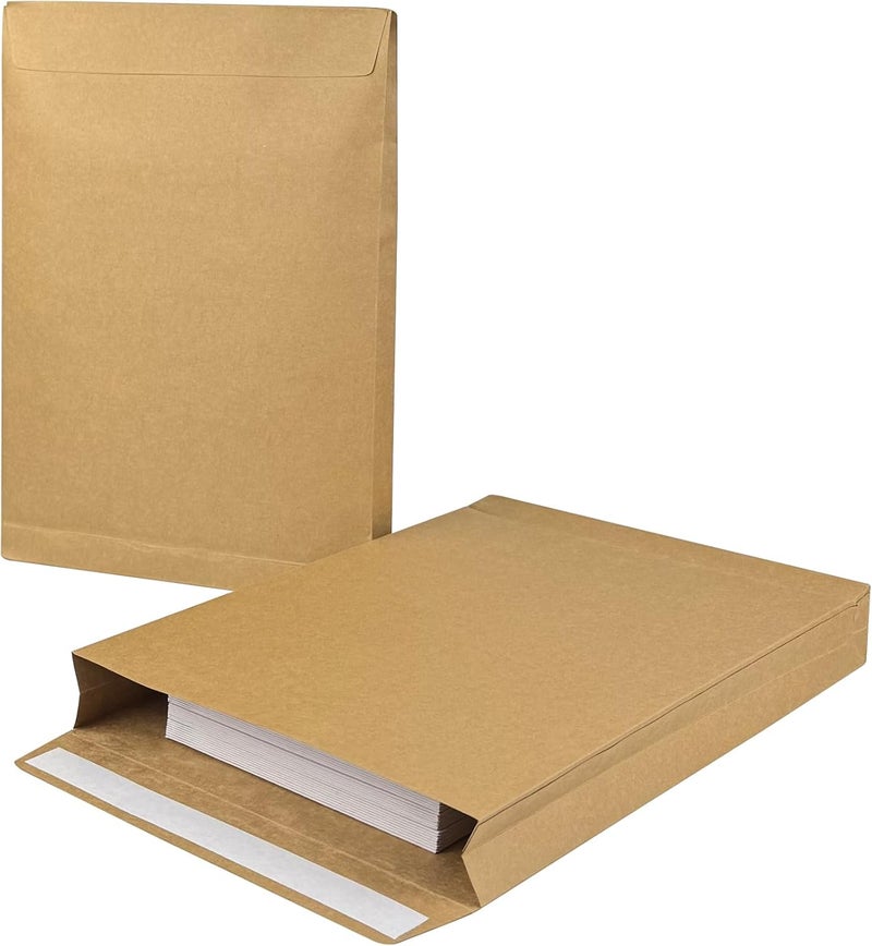 Neehows 40 Pack Expandable Large Kraft Envelopes, 9.3" x 13" Big Mailing Envelopes Self Seal Anti Tear Catalog Envelopes for Business Office Paper Documents File Storage - Brown - Image 1
